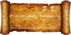 Platzerjanó Kunigunda névjegykártya